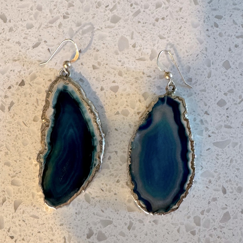 Blue Agate Drop Earrings